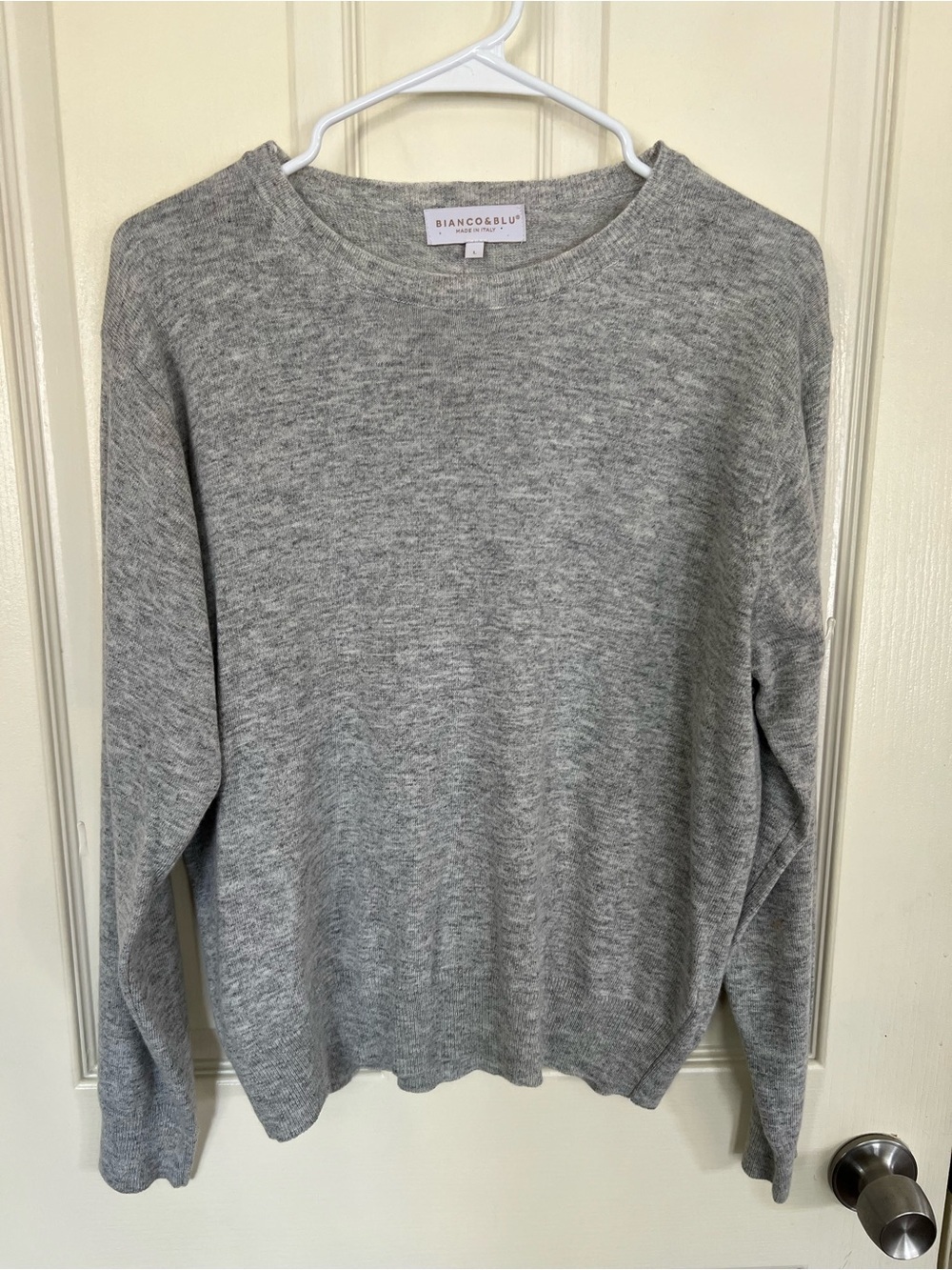 Bianco & Blu Made in Italy Cashmere Silk Blend Gray Knit Sweater Large